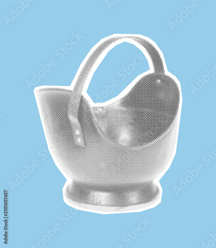 Slika na platnu Vintage coal scuttle for a fireplace, a classic metal hod for carrying fuel in a