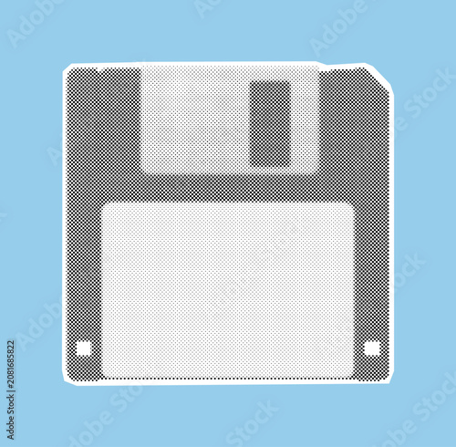 Bild auf Leinwand Floppy disk illustration in a vintage halftone style, representing old computer