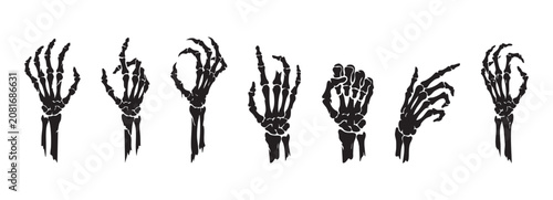 Photos Halloween horror elements set with black bony hands and fingers vector illustrat