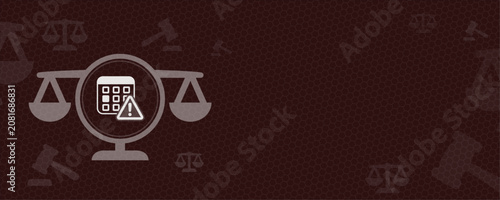 Bild auf Leinwand Conceptual illustration featuring a balanced scale icon with a calendar warning sign, providing ample copy space for legal text, law themes, regulatory deadlines, and compliance issues