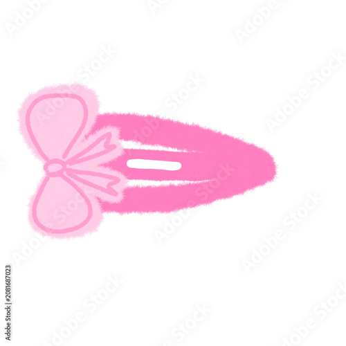 Quadro su tela Pink Ribbon Hair Clip Hand Drawn Illustration with Pastel Color