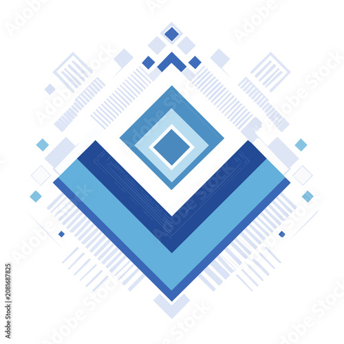 Flat design checkmark icon with geometric elements