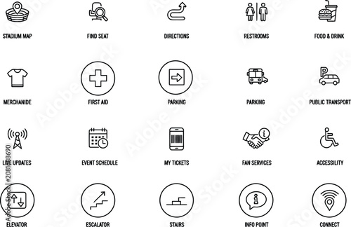 Foto Vector line icon set of sports regulations fair play integrity governance compli