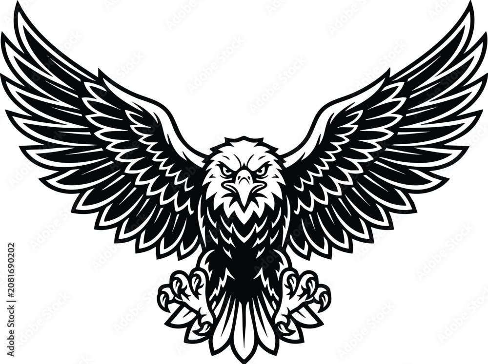 Fototapeta premium Vector eagle with spread wings