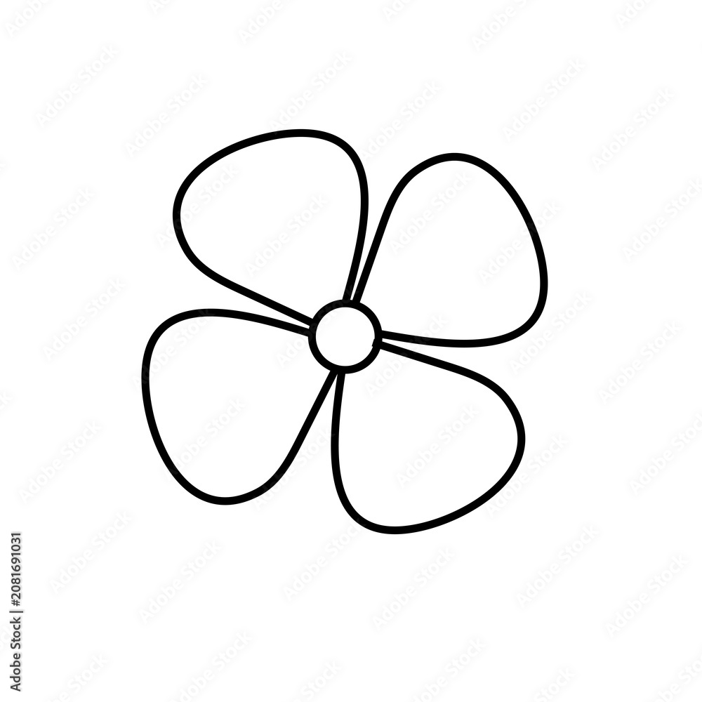 Fototapeta premium Hand Drawn Four Petal Flower Outline Doodle Icon Vector Illustration
