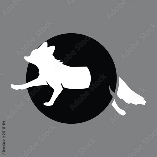 Running Fox Silhouette in Circle Logo