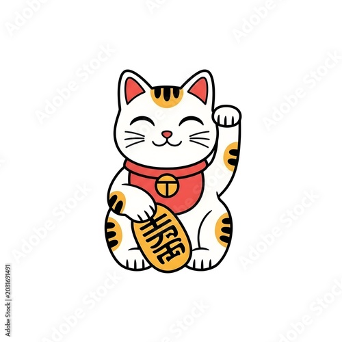 Traditional japanese maneki neko lucky cat vector illustration