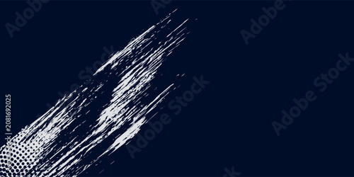 Obraz na płótnie White brush strokes on a navy blue background illustration with a halftone effec