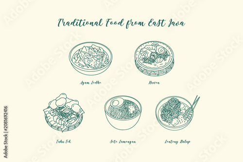 Cuadro en lienzo Traditional Indonesian Food Vector Illustration