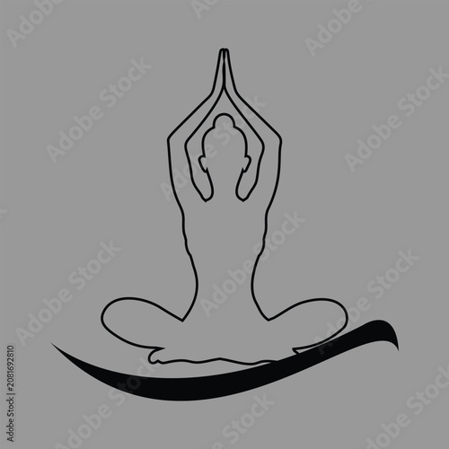 Person Meditating in Lotus Position Line Art Illustration