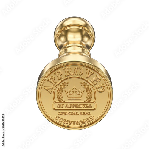 Golden Approved Stamp Seal Isolated on Black
