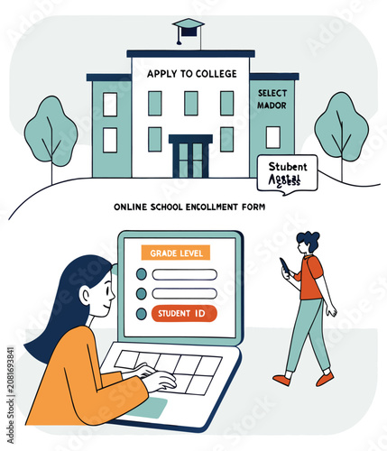 Online School Enrollment Form And College Admission Concepts।