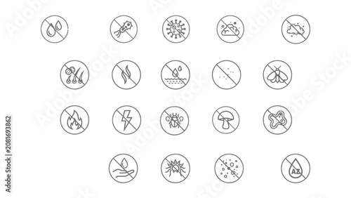 Cuadro en lienzo Prohibition signs for no water no fire no smoking no insects no virus no bacteri