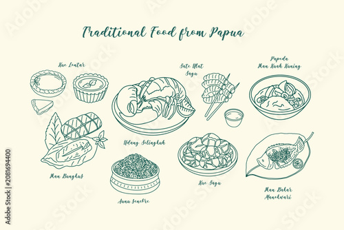 Schilderij op canvas Traditional Indonesian Food Vector Illustration