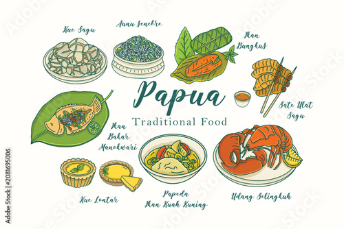 Cuadro en lienzo Traditional Indonesian Food Vector Illustration