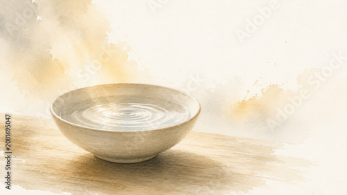 Whispers of the Holy Spirit – Symbolic Collection  Living Water and Gentle Ripples, Minimalist Watercolor Illustration