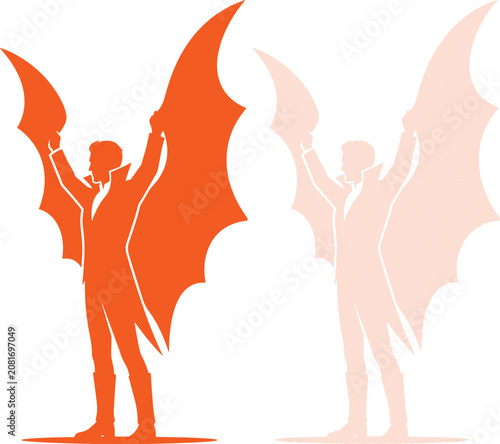 Bild auf Leinwand Standing vampire dracula monster silhouette graphic design element for scary hal