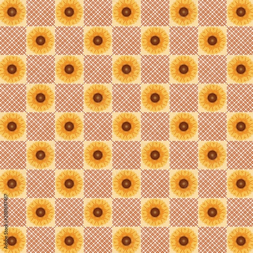 Seamless pattern sunflower summer theme for fabric