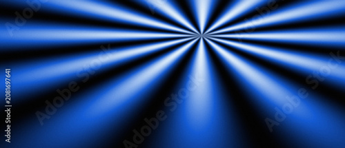 Fotografija Blue and black radial gradient abstract background with light rays emanating fro