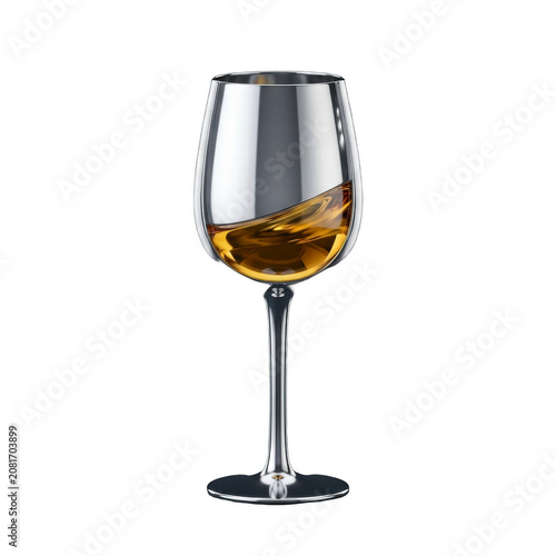 Elegant wine glass with golden liquid on black background