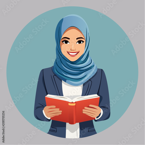 Woman in Hijab Reading a Book