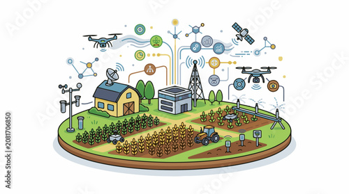Modern farm utilizes technology for efficient agriculture and monitoring