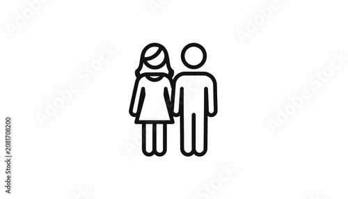 Simple line art couple standing together.