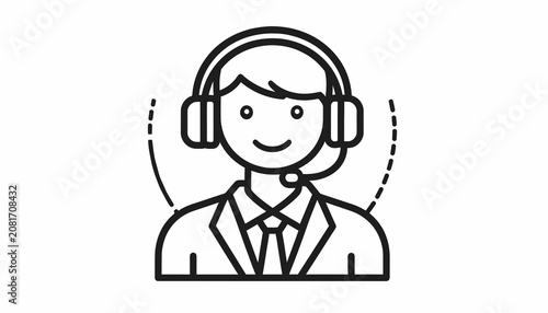 Smiling Customer Service Representative Wearing Headset.