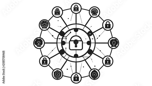 Padlock Network Security System Graphic.