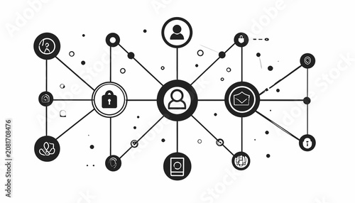 Black and white network connection icons.