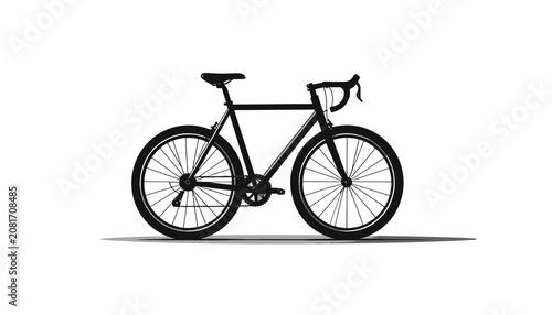 Black bicycle with thin tires.