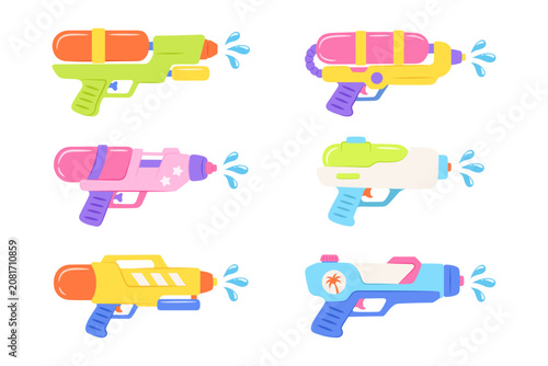 Φωτογραφία Colorful water guns set for summer pool parties and beach games