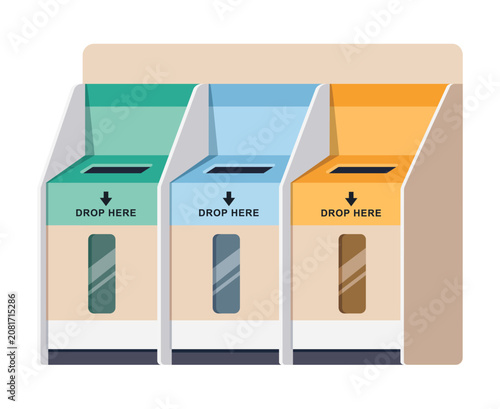 Isolated Flat Design E-waste Collection Bins Vector Illustration