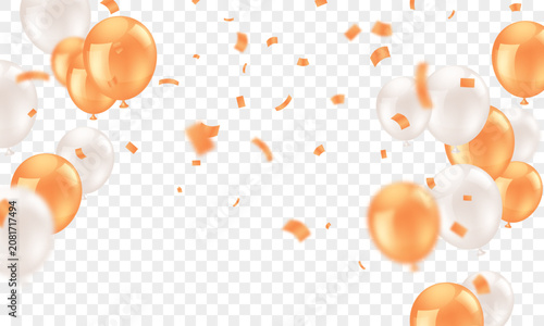 This beautiful banner background template, featuring 3D orange and white balloons, is perfect for decorating parties and various festivals.