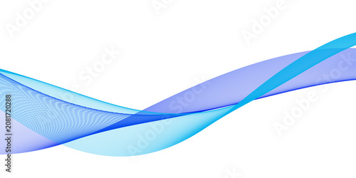 Blue and purple flowing wave with fine lines on white background