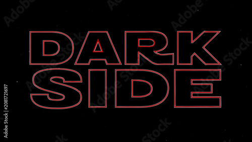 Foto Red outlined lettering spelling dark side against a black background a vector gr