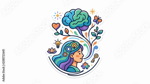Woman's mind bursting with ideas growth and creativity