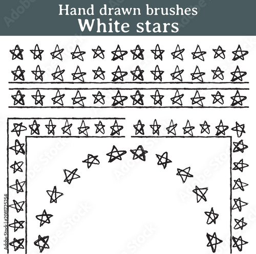 White stars. Three Illustrator brushes created from ink strokes to give a 
