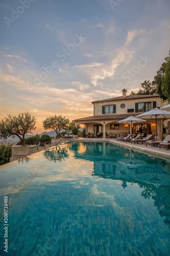 Luxury Villa With Pool at Sunset in a Scenic Location