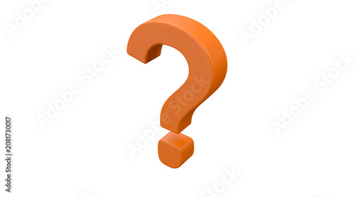 Tableau sur toile Orange 3D question mark symbol, isolated on transparent background