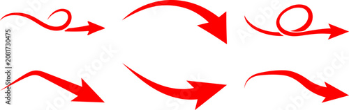 Curved Arrows Vector Set With Red Swirl And Directional Pointer Designs For Graphic Projects