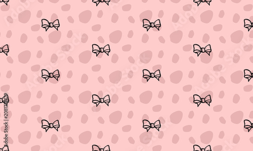 Cute seamless pattern with hand drawn style bows on spotted background, seamless