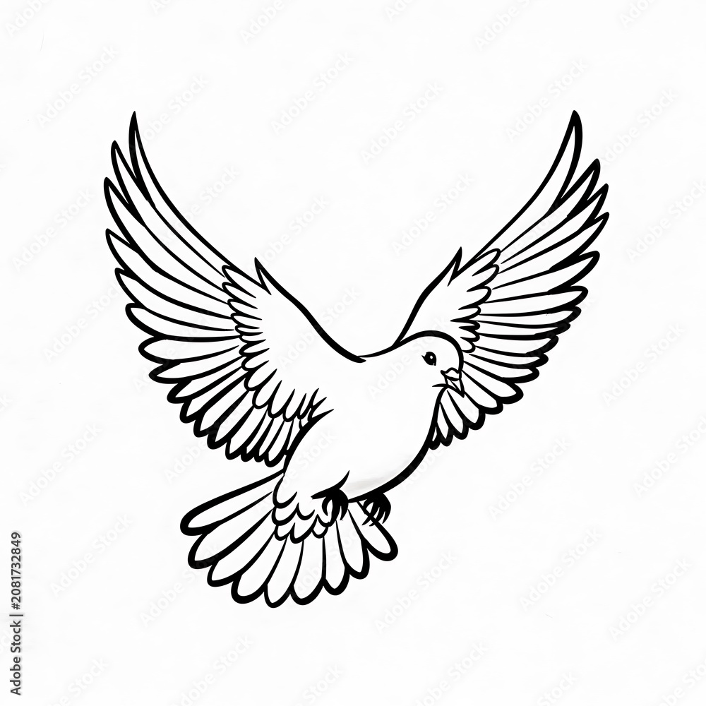 Fototapeta premium Ink wash freedom: a dove's powerful ascent.