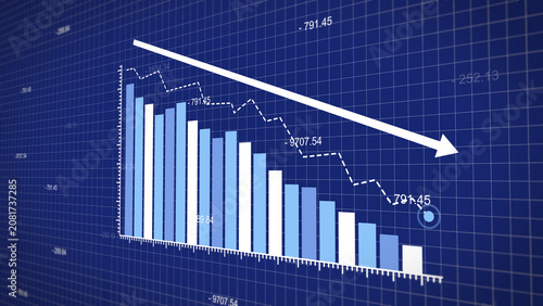 Photos Stock market decline graph showing fluctuate downward trend financial business Loss down graph chart