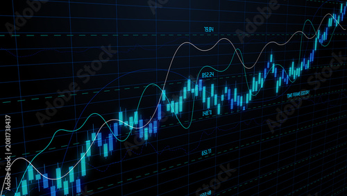 Blue chart stock market investment trading, investment finance business and exchange growth concept, index analysis global futuristic