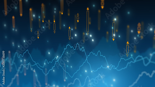 Chart stock exchange index layer candle, digital graph background, investment financial economic business virtual background