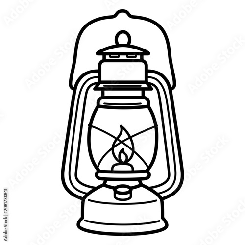 Outline art illustration of a vintage camping lantern design