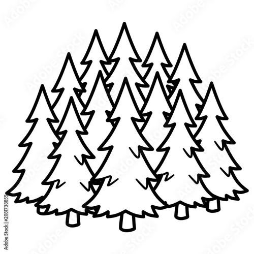 Hand Drawn Pine Trees Illustration outline