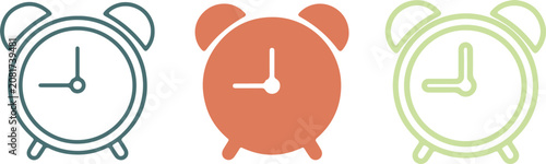 Tableau sur toile Hand drawn alarm clock icon set, vector illustration of time management symbol, simple wake up or deadline sign, colorful design elements on transparent