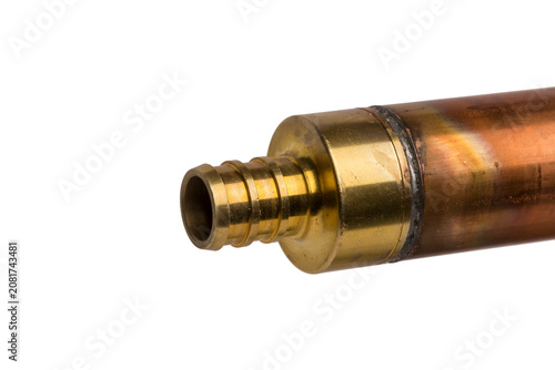 A pex pipe to copper pipe fitting.